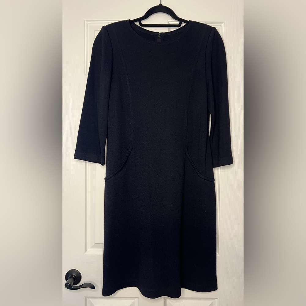 St. John Classic Black Knit Sheath Dress Size 14 | Timeless Workwear